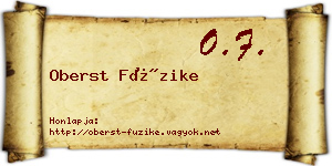 Oberst Füzike névjegykártya